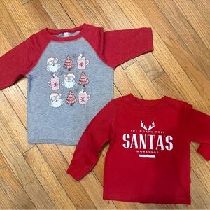 Holiday Time Red and Gray Kids Long Sleeve Tees